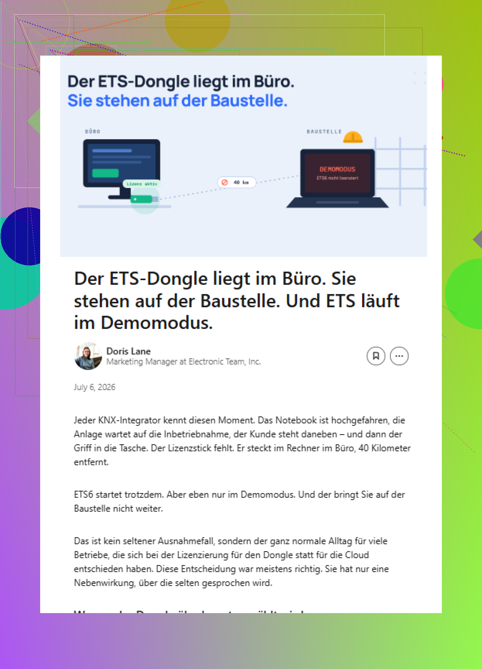 Kann ich einen KNX-Lizenzstick über das Netzwerk teilen?