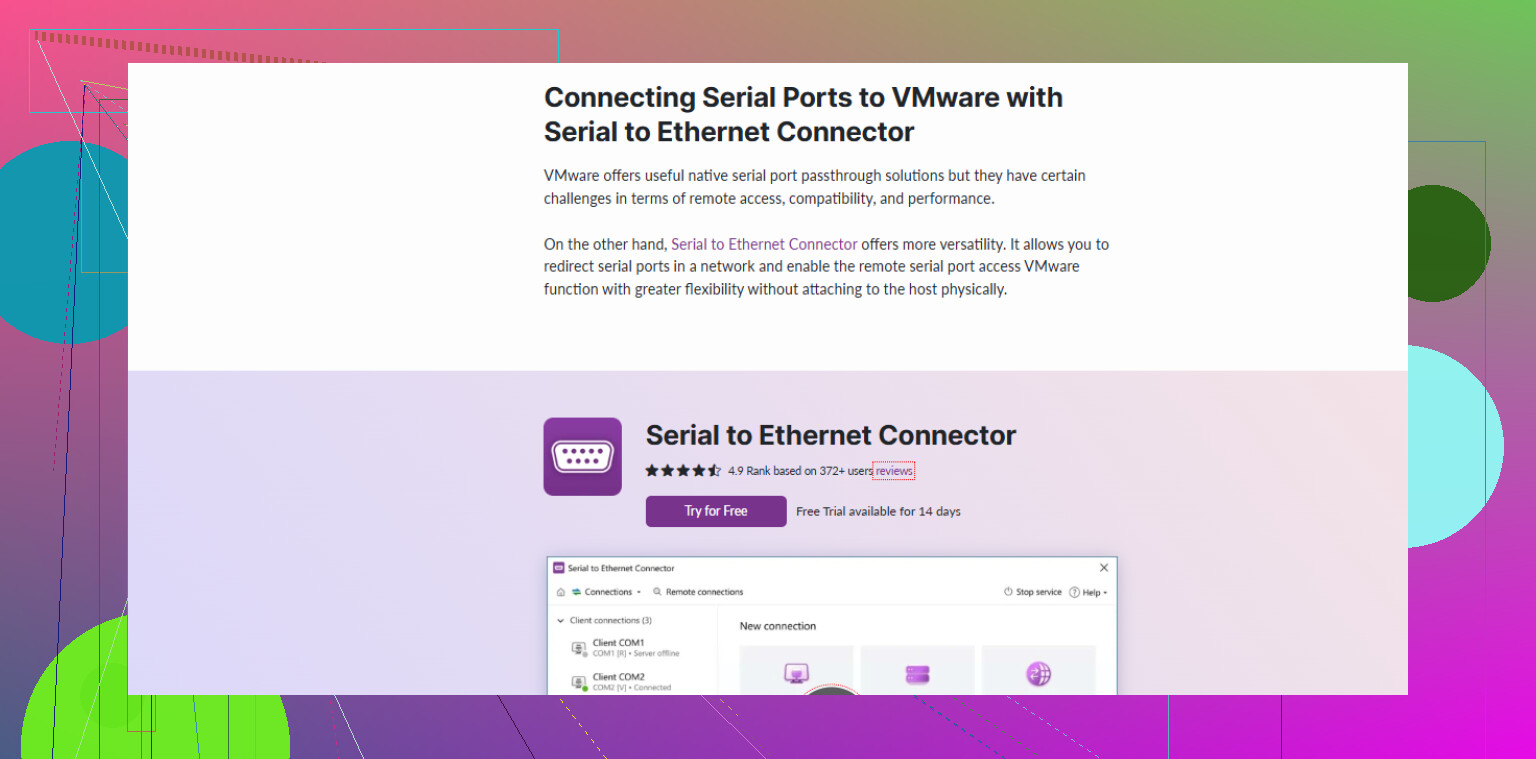 How do I set up VMware serial port passthrough to a physical COM port?