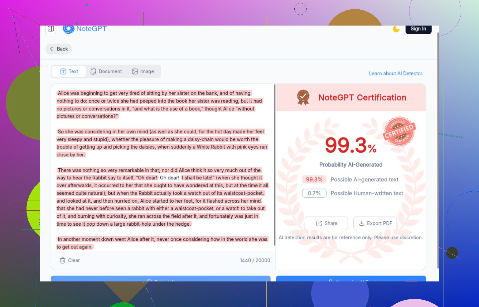 7. Grammarly AI Detector